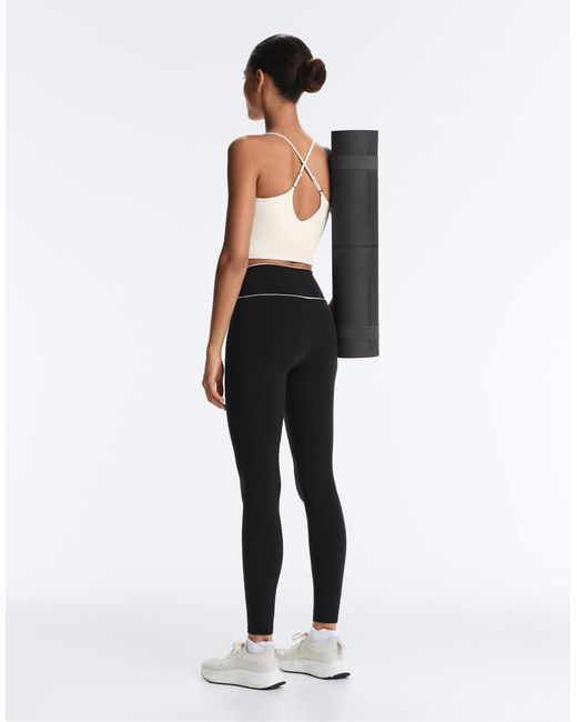 Oysho Blue Comfortlux High-rise Ankle-length leggings With Bow