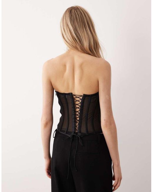 Oh Polly Black Mesh Strapless Corset