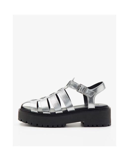 OFF THE HOOK White Cally Single Strap Leather Western Sandals