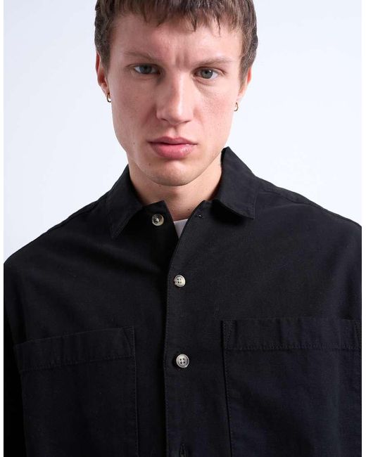 Topman Gray Regular Fit Twill Overshirt for men