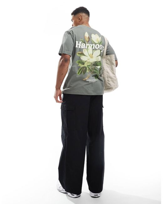 Only & Sons Green Relaxed Fit T-shirt With Harmony Print for men