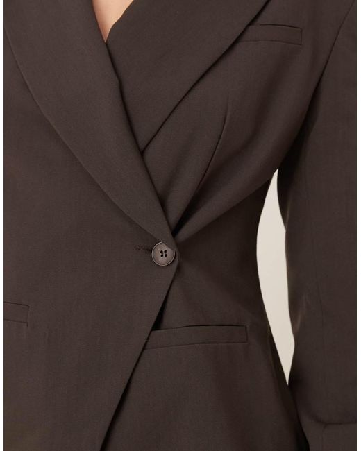 ASOS Gray Tailored Nipped Waist Blazer With Cut Away Hem