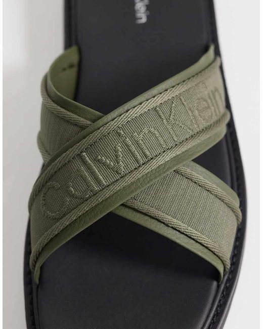 Calvin Klein Brown Cross Sandals for men
