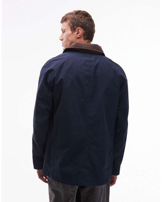 Timberland Blue Washed Barn Coat With Cord Collar for men