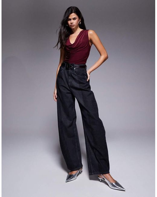 ASOS Red Slinky Cowl Drape Top