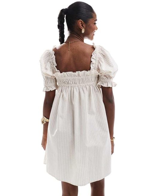 Miss Selfridge White Yarn Dyed Stripe Smock Dress