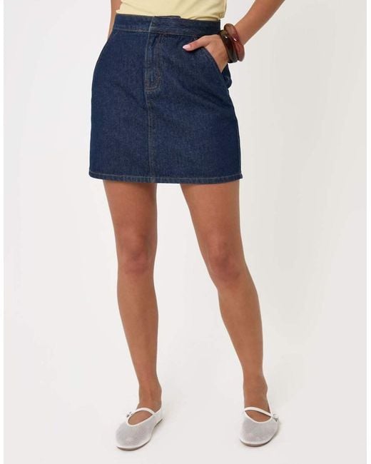 Threadbare Blue Denim A-Line Mini Skirt