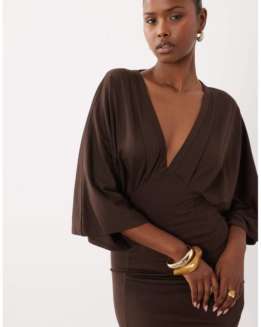 ASOS Natural Grecian V Neck Mini Dress