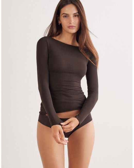 Intimissimi Black Boat-Neck Ultralight Cotton Top
