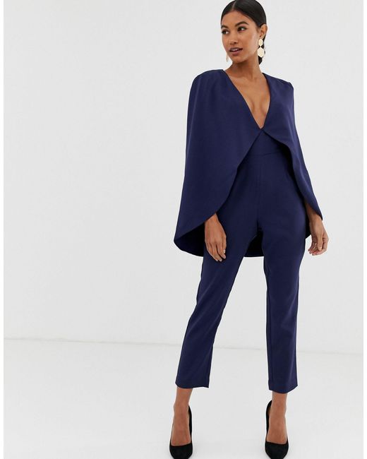 blue cape jumpsuit