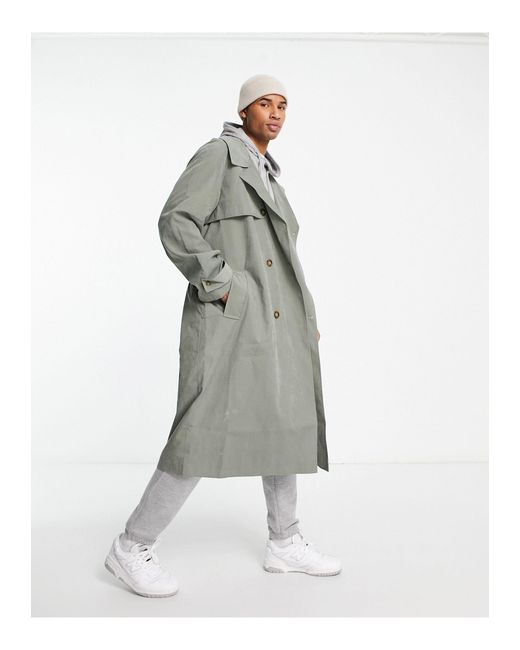ASOS Oversized Trench Coat in White for Men Lyst