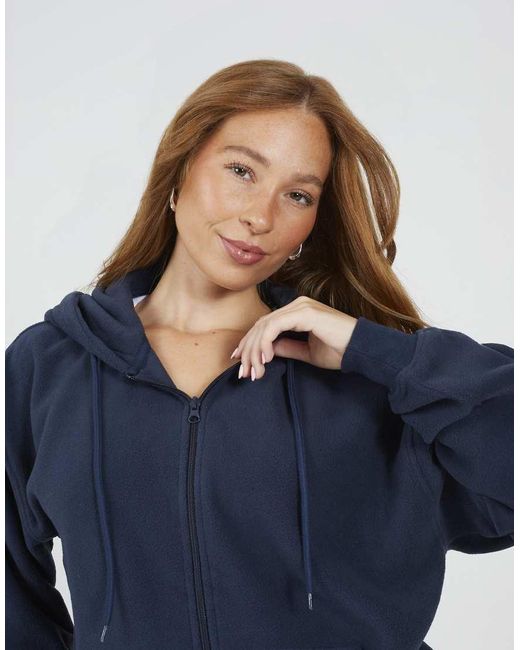 Brave Soul Blue Zip Through Polar Fleece Hoodie