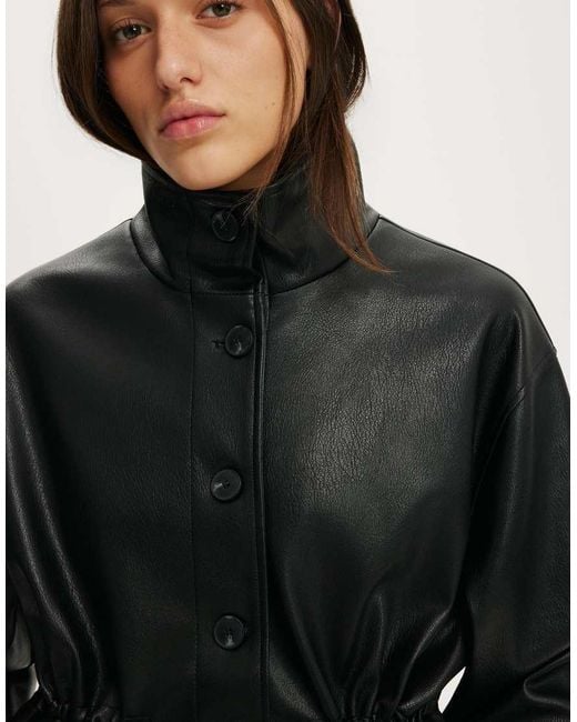 Cotton On Black Eli Faux Leather Parka