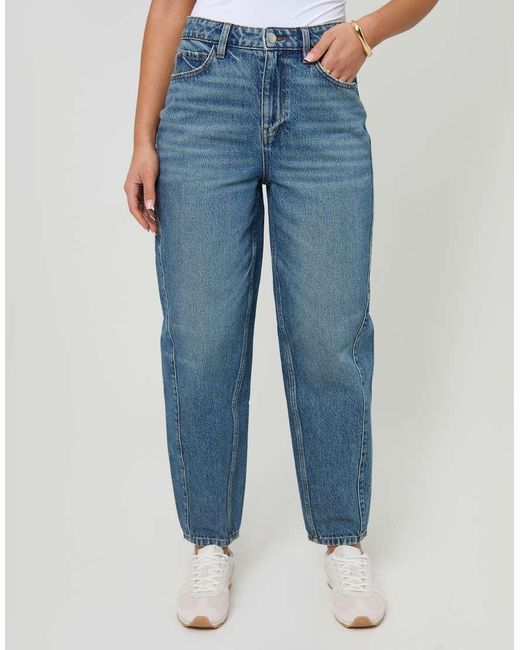 Threadbare Blue Petite Barrel Leg Jeans