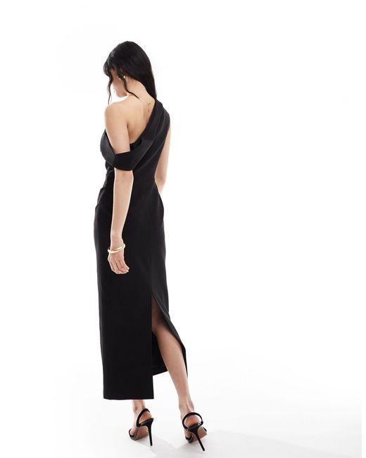 Bardot Black Fallen Shoulder Fitted Midaxi Dress