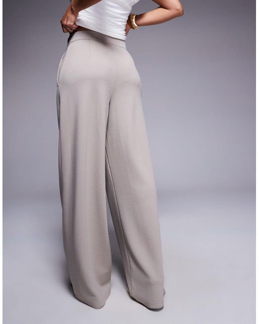 ASOS Gray Jersey Twill Wide Leg Trouser