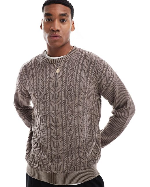Pull décontracté en maille torsadée ASOS pour homme en coloris Brown