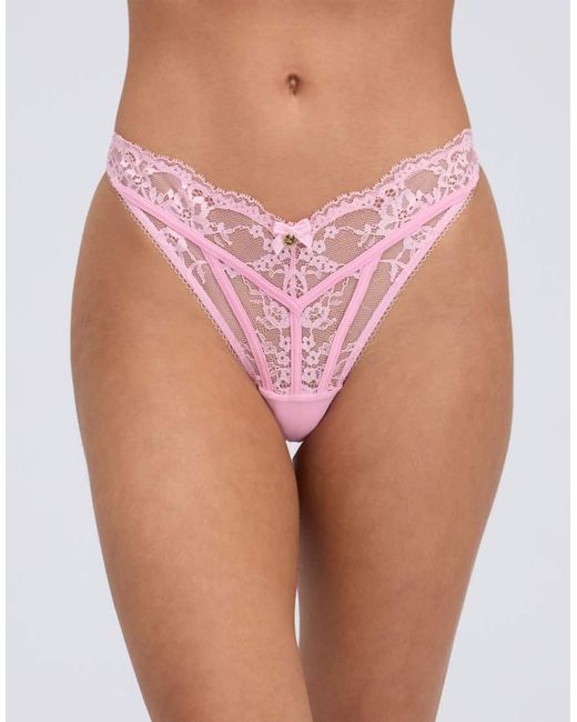 Boux Avenue Red Lita Lace Thongs Flattering Comfy Classic Floral Knickers