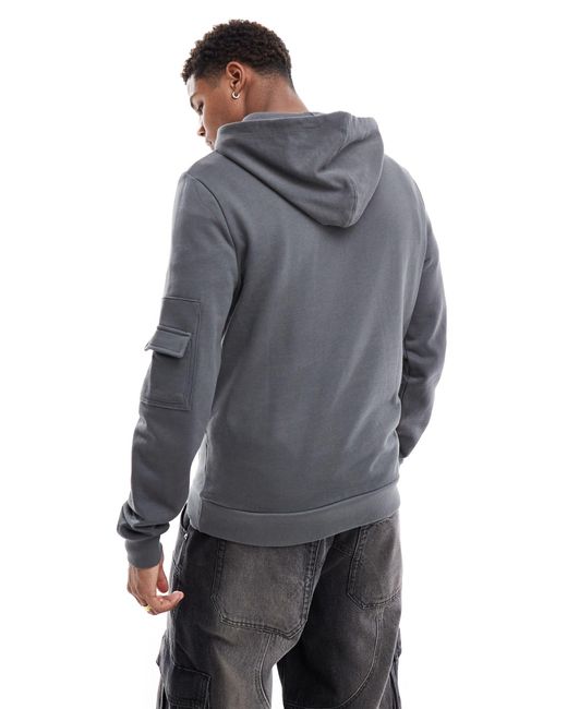 Sudadera gris carbón con capucha y detalle ASOS de hombre de color Gray