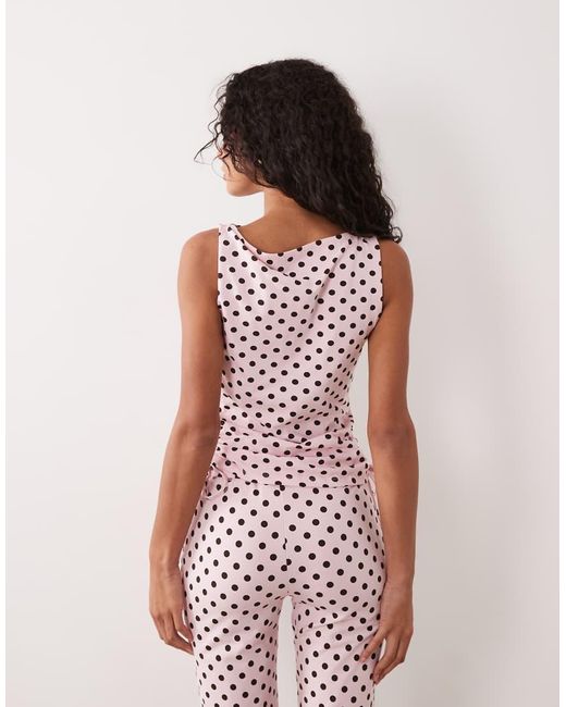 ASOS Pink Polka Dot Boat Neck Tie Side Top
