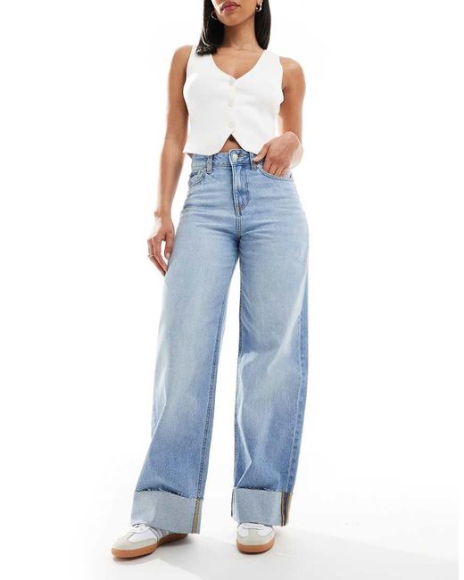 JJXX Blue Tokyo Wide Fit Jeans With Turn Up