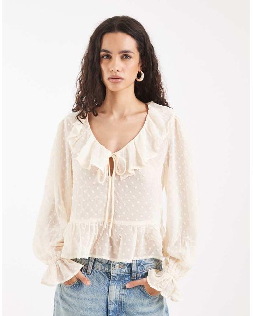 ONLY Natural Frill Details Textured Blouse