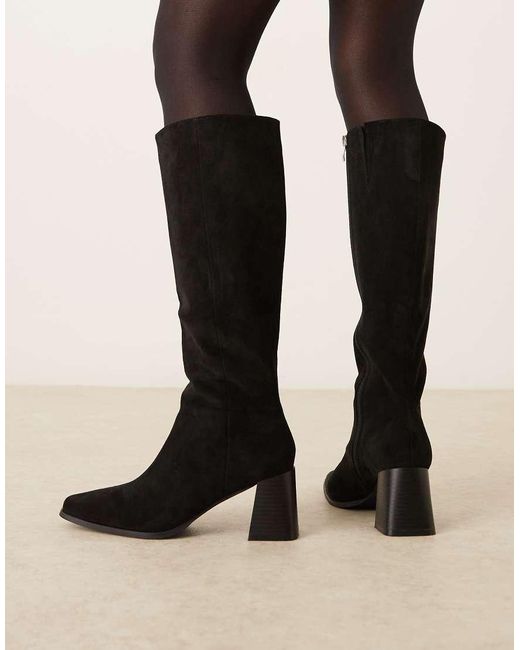 Botas Negras De Tacón Grueso De Tejido Microtexturizado Ishbel De -Negro Raid de color Black