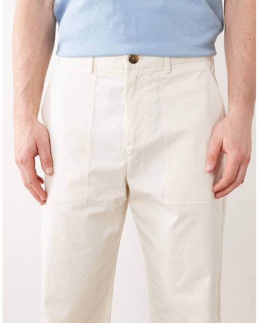SELECTED White Loose Chino Pants for men
