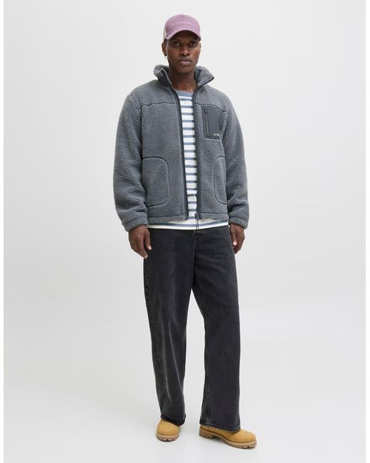 Jack & Jones Gray Teddy Jacket for men
