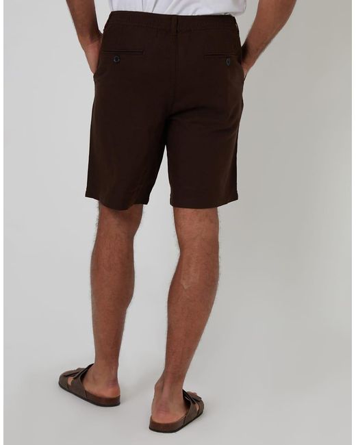 Threadbare Black Linen Blend Chino Shorts for men