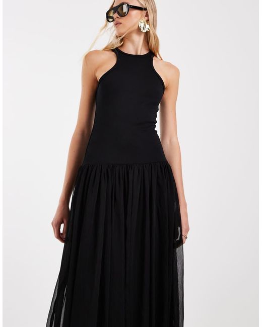 ASOS Black Hybrid Racer Maxi Dress