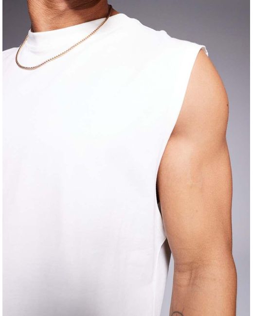 4505 White Icon Cotton Oversized Pump Training Tank With Quick Dry Finish for men