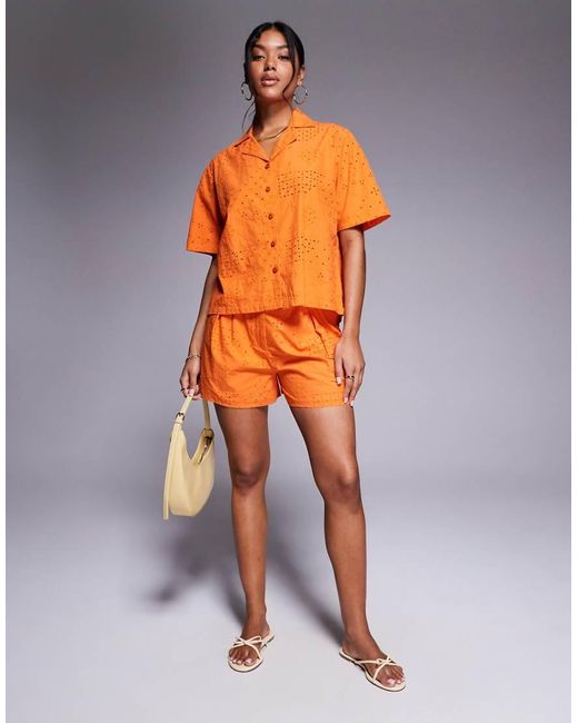 River Island Orange Broderie Shirt