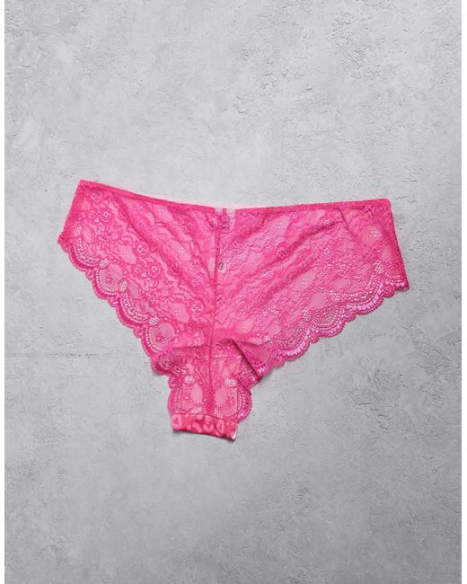 ASOS Pink Asos Design Curve 3 Pack No Vpl & Lace Brazilian