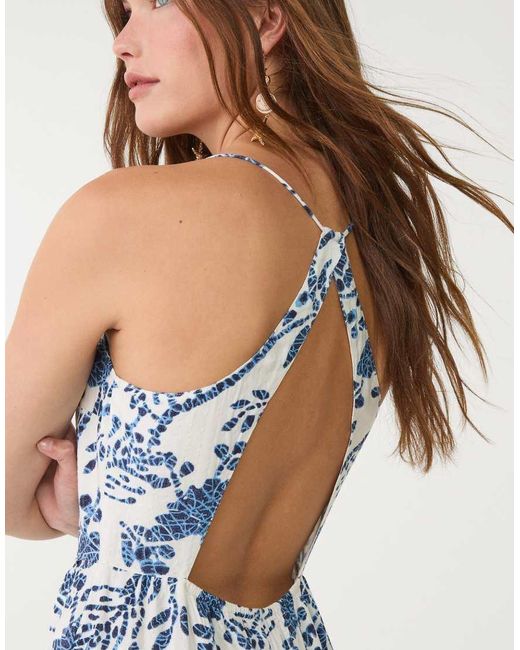 Stradivarius Blue Open Back Midi Dress