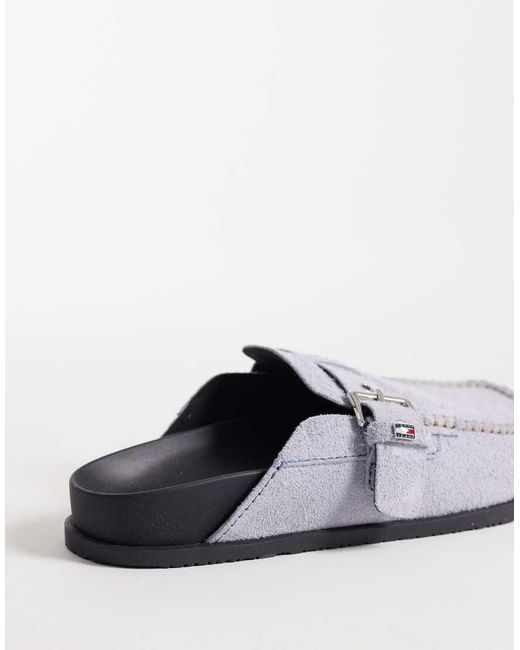 Tommy Hilfiger Gray Real Suede Mule Flats