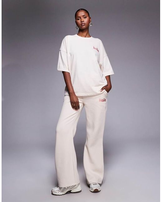 Kaiia Gray Embroidered Logo Sweethearts Sticker Back Graphic Oversized T-shirt Co-ord