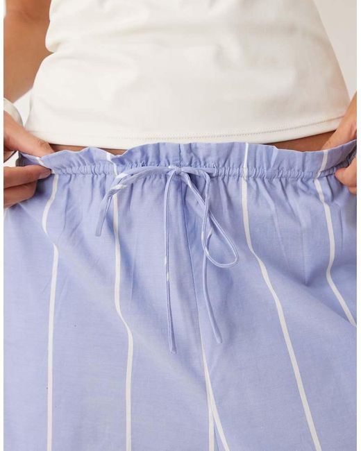 Mango Blue Woven Tie Up Shorts