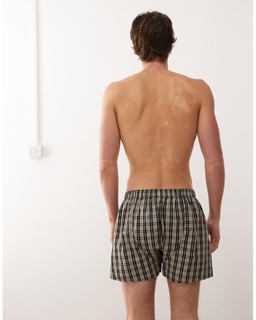 Pack De 2 Calzoncillos Bóxer A Cuadros Azules Y Amarillos De Weekday de hombre de color Blue