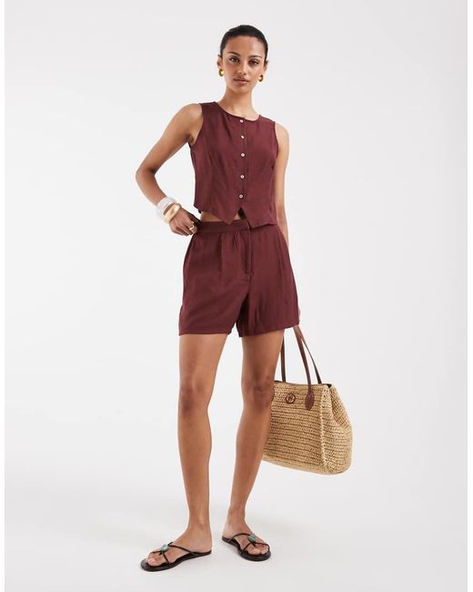Vero Moda Brown Button Front Sleeveless Top