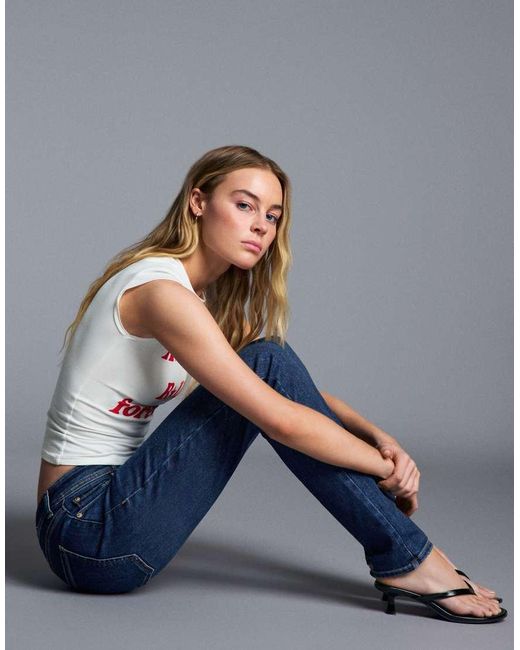 Bershka Blue High-Waist Skinny Jeans