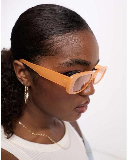 Monki White Small Rectangle Sunglasses