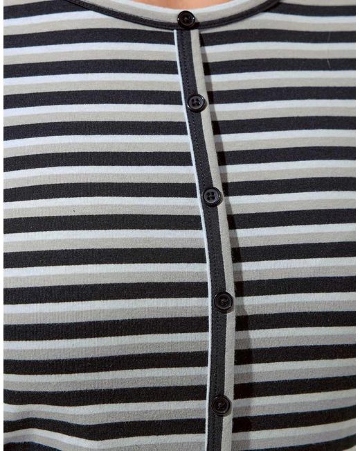 Yours Clothing Gray Stripe Long Sleeve Top