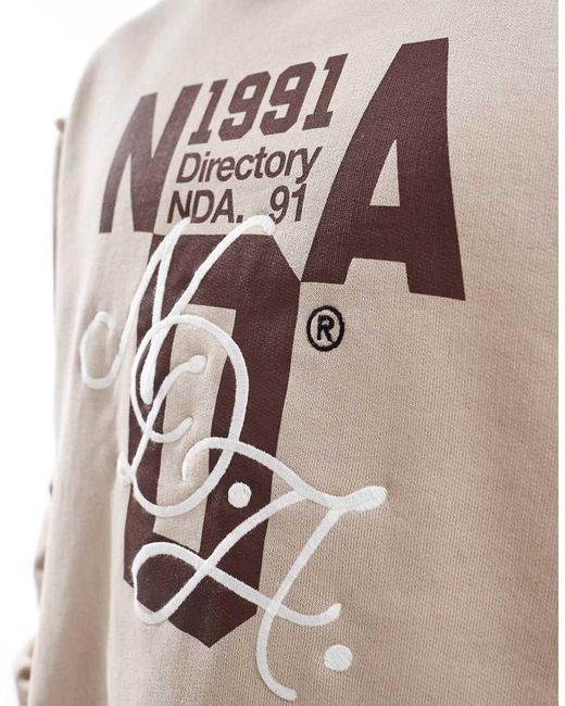 ASOS Oversized Sweatshirt Met Onafgewerkte Naden, Rechte Pasvorm, Print En Borduursel in het Natural voor heren