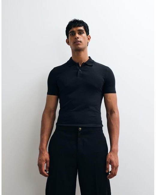 ASOS Blue Essentials Muscle Fit Polo for men