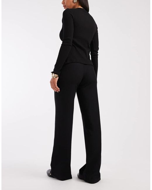ASOS Black Wide Leg Heavyweight Rib Pants