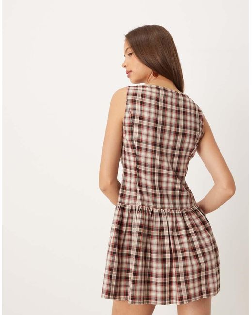 ASOS Natural Slash Neck Button Down Dropped Waist Mini Dress