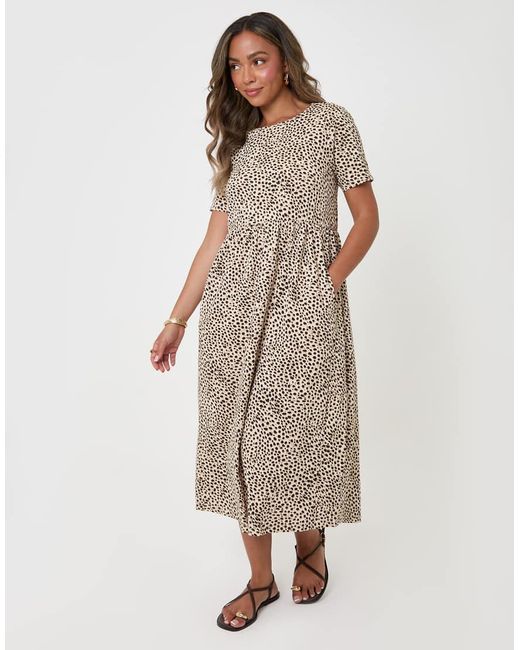 Threadbare Natural Jersey Midi Smock Dress With Pockets