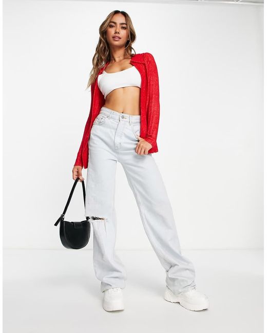 ASOS Red Cardigan With Collar And Tie Detail