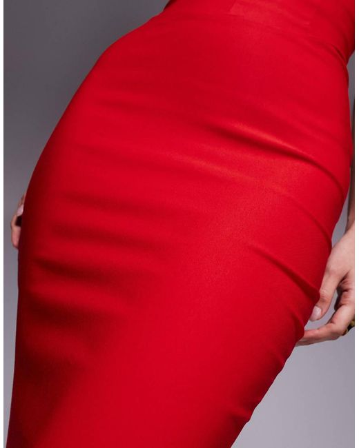 Vesper Red Sweetheart Neck Bodycon Maxi Dress